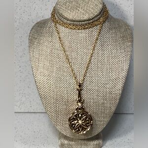 Elegant Gold compass mirror Pendant Necklace